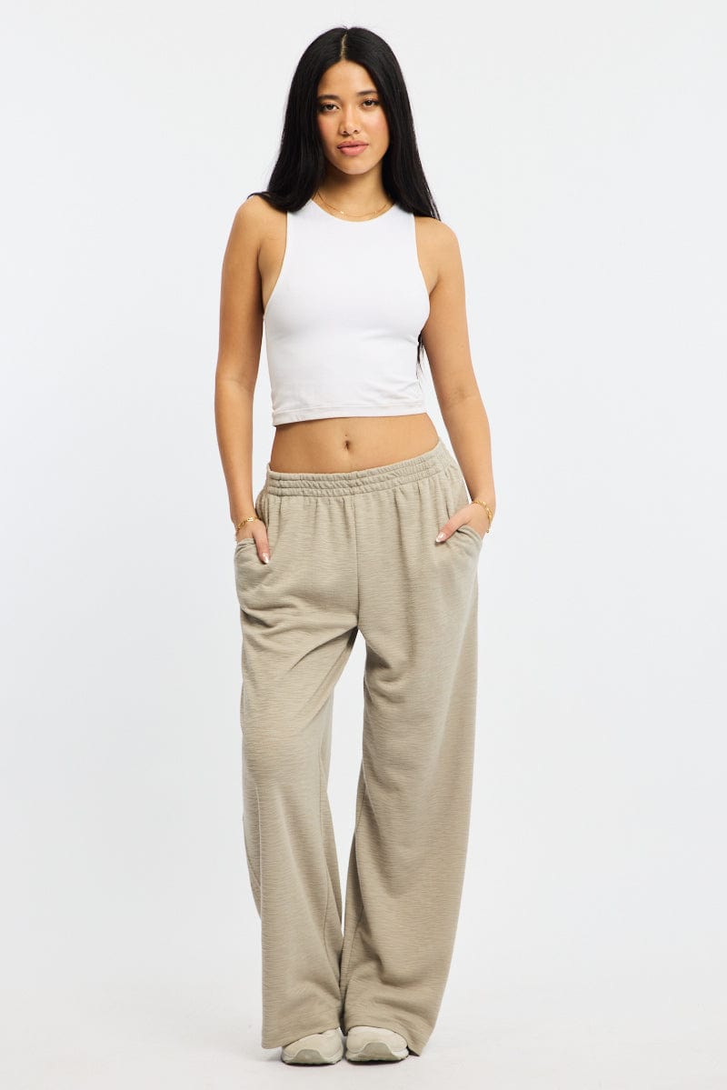 Grey Abstract Wide Leg Pants Elasticated Waist for Ally Fashion