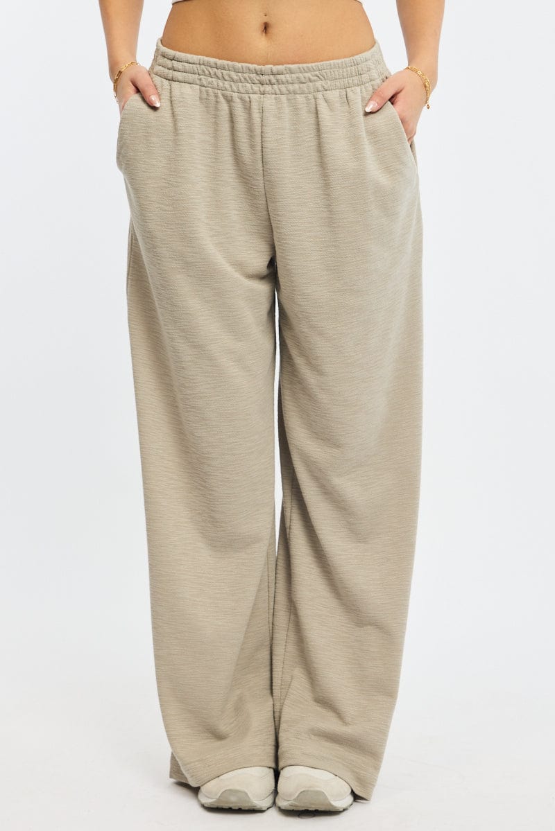 Grey Abstract Wide Leg Pants Elasticated Waist for Ally Fashion