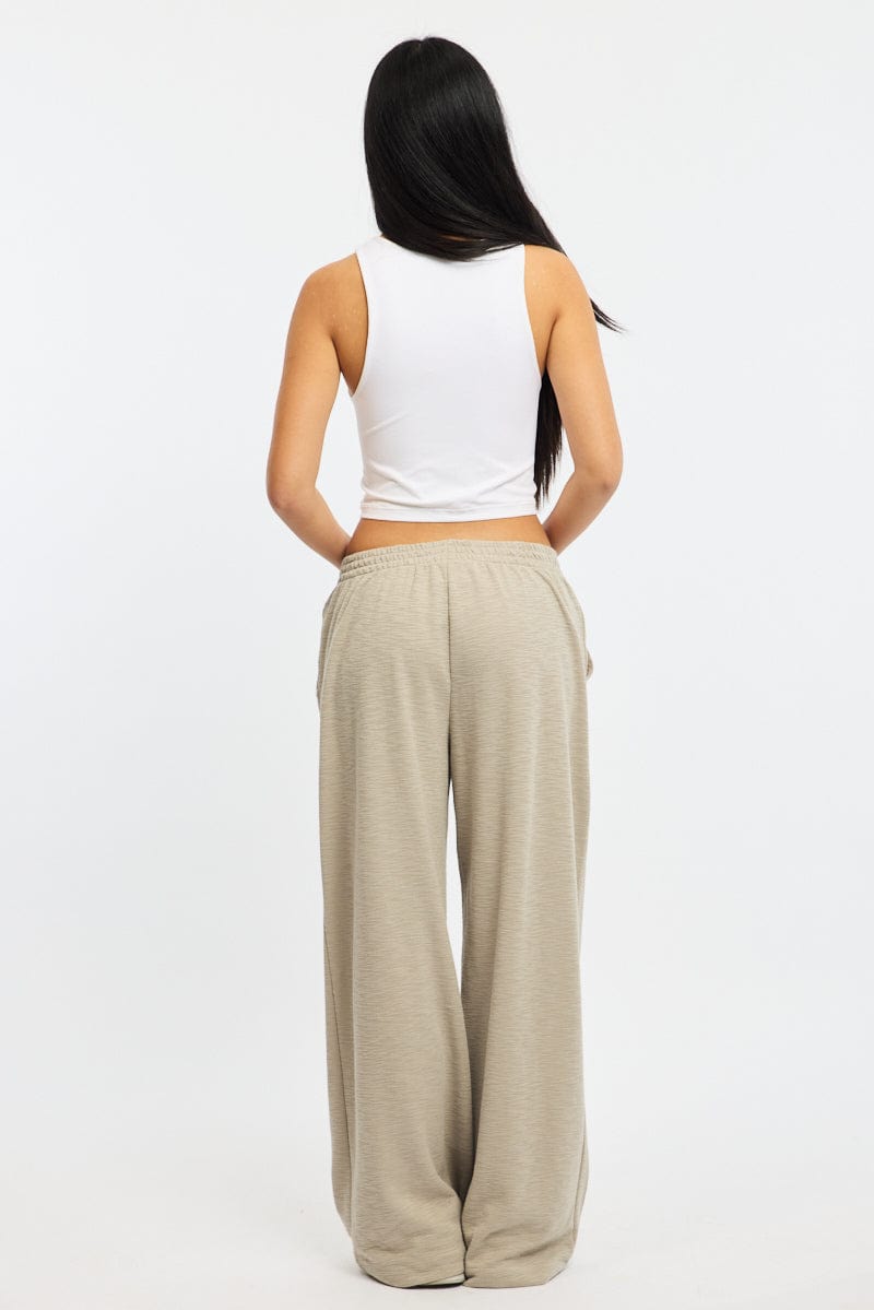 Grey Abstract Wide Leg Pants Elasticated Waist for Ally Fashion