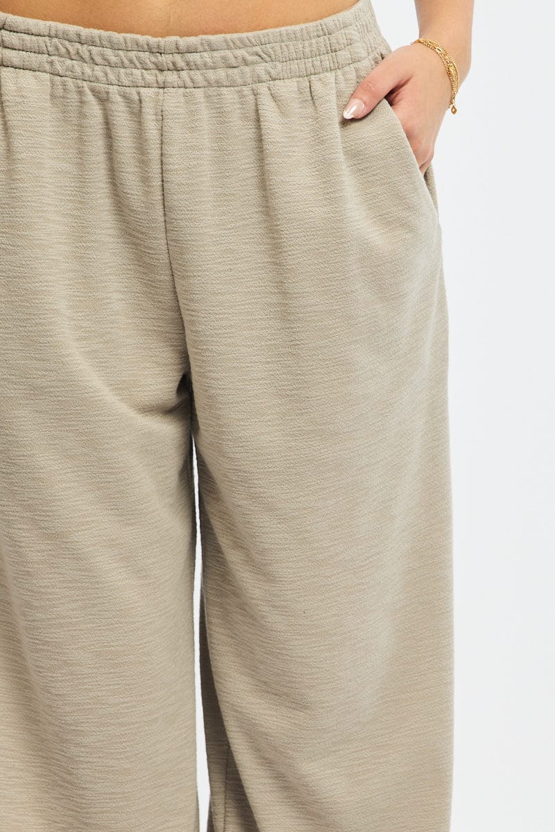 Grey Abstract Wide Leg Pants Elasticated Waist for Ally Fashion