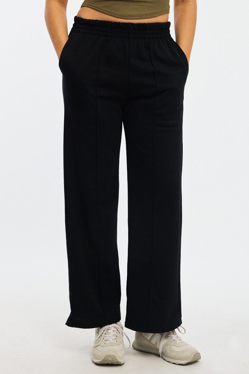 Black Track Pants Wide Leg for Ally Fashion