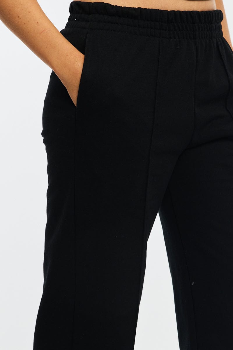 Black Track Pants Wide Leg for Ally Fashion