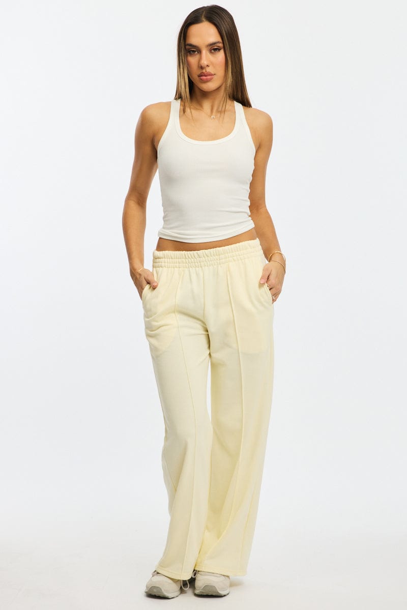 White Track Pants Wide Leg for Ally Fashion