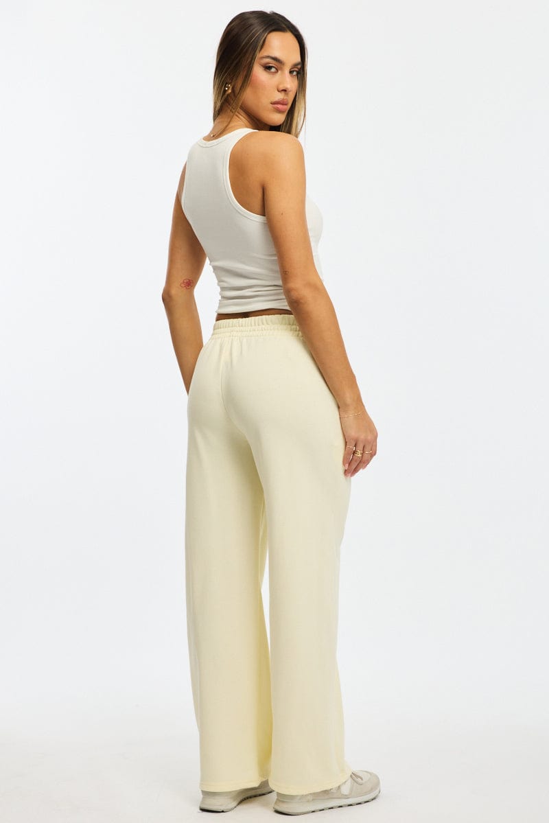 White Track Pants Wide Leg for Ally Fashion