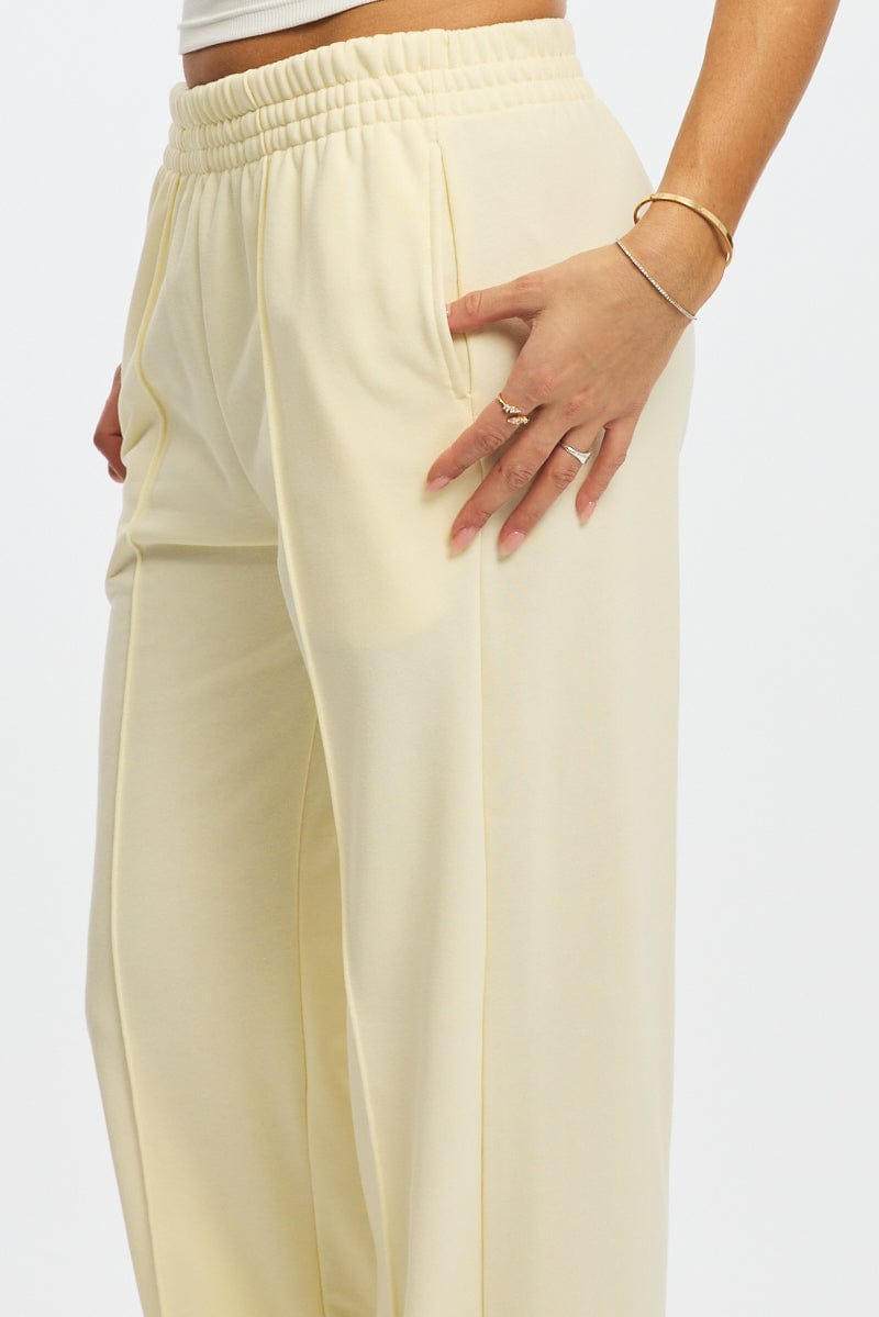 White Track Pants Wide Leg for Ally Fashion