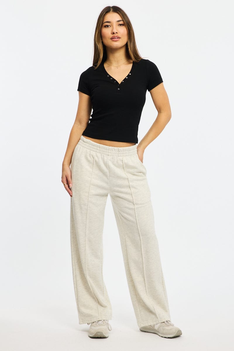 Grey Track Pants Wide Leg for Ally Fashion