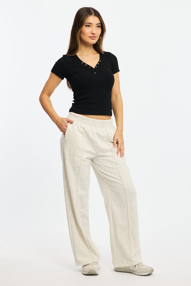 Grey Track Pants Wide Leg for Ally Fashion