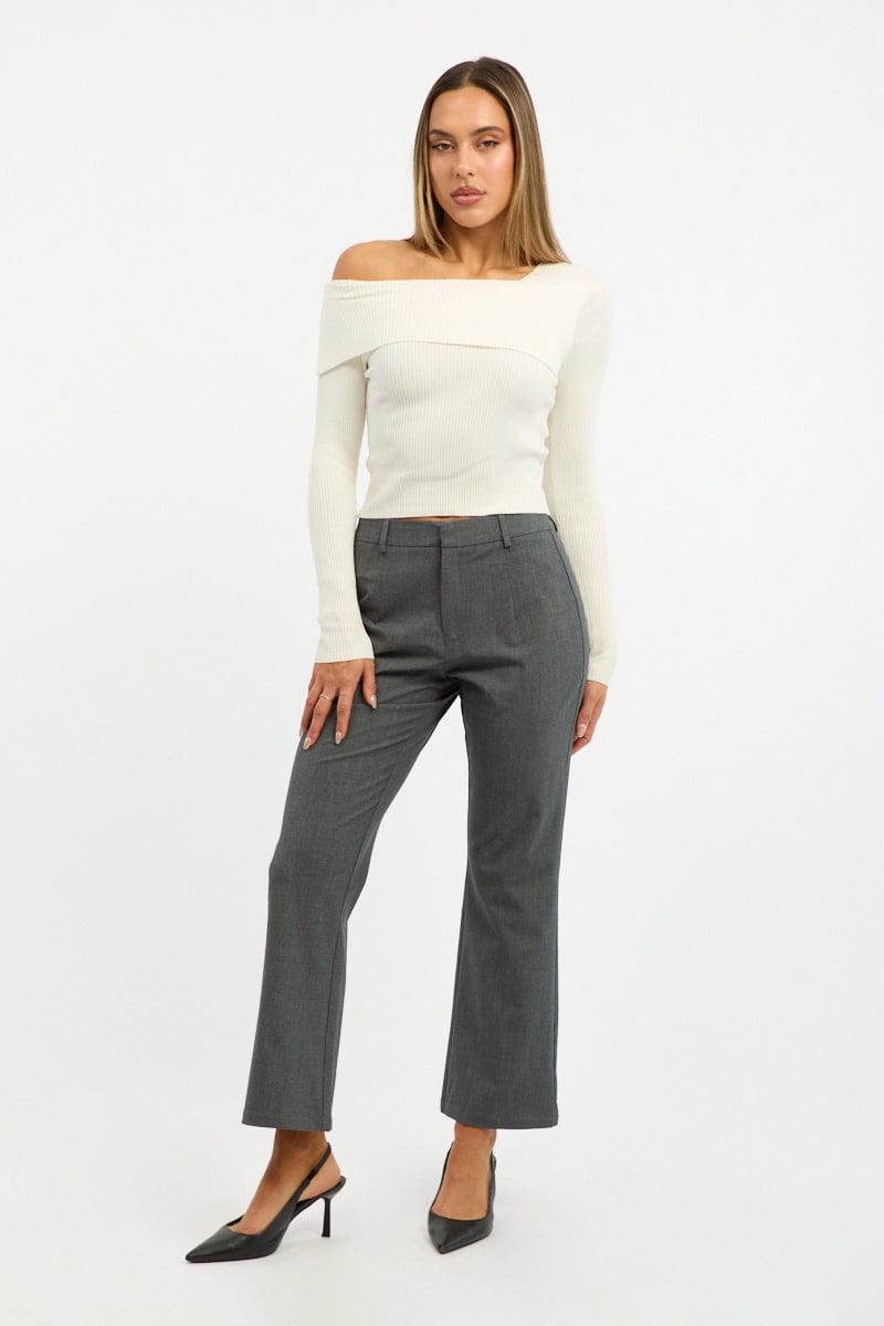Grey Cropped Pants for Ally Fashion