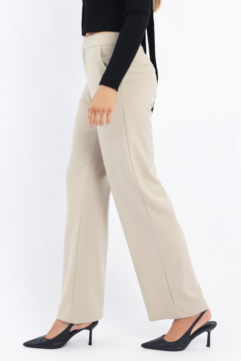 Beige Slim Pant Straight Fit for Ally Fashion