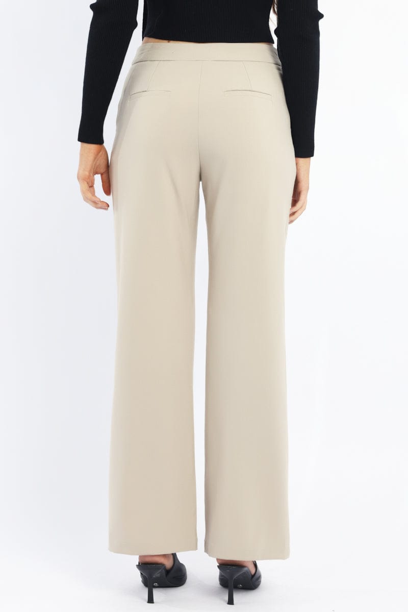 Beige Slim Pant Straight Fit for Ally Fashion