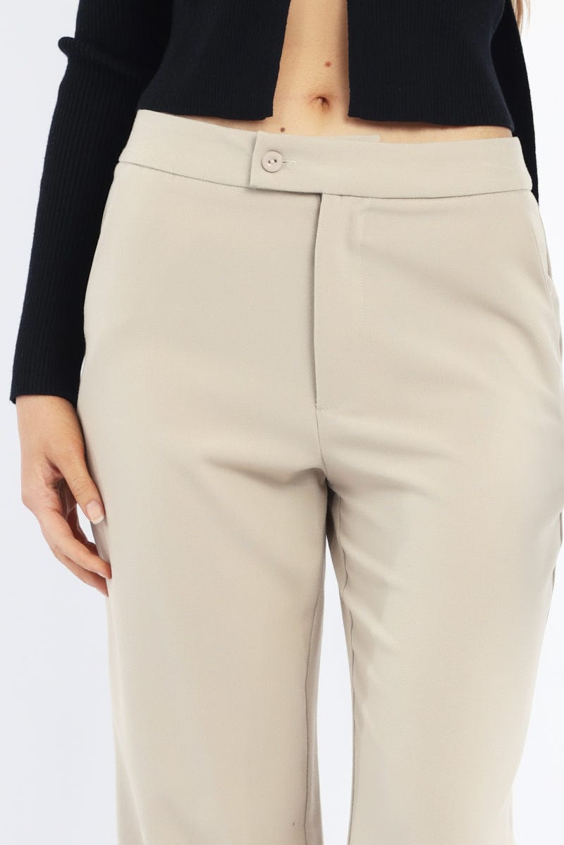 Beige Slim Pant Straight Fit for Ally Fashion