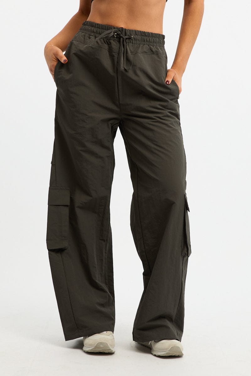 Grey Cargo Pants High Rise for Ally Fashion