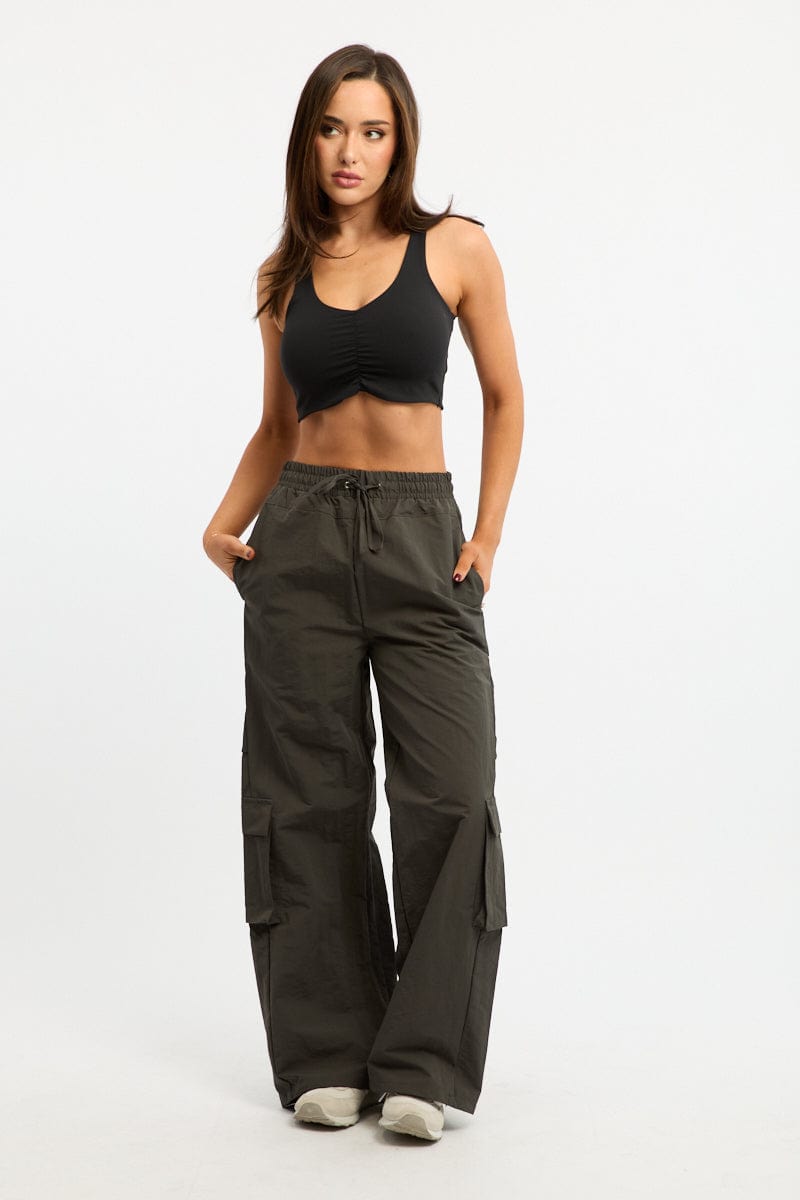 Grey Cargo Pants High Rise for Ally Fashion
