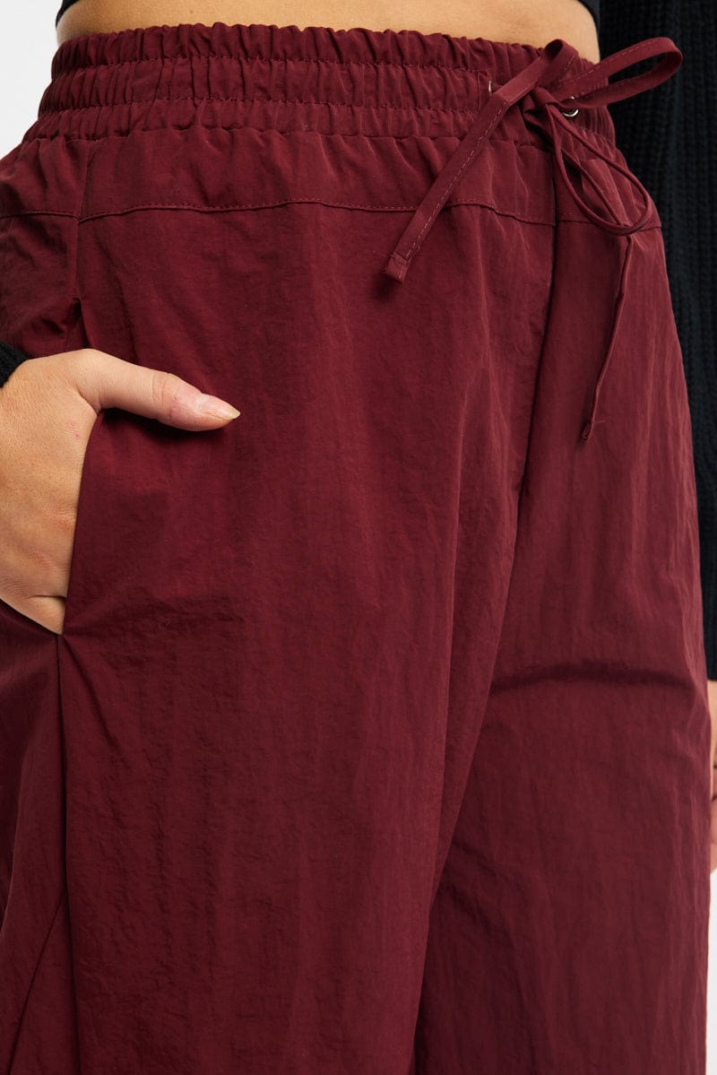 Red Cargo Pants High Rise for Ally Fashion