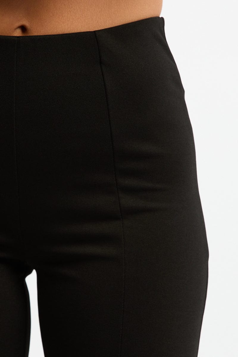 Black Flare Leg Pants Front Split for Ally Fashion