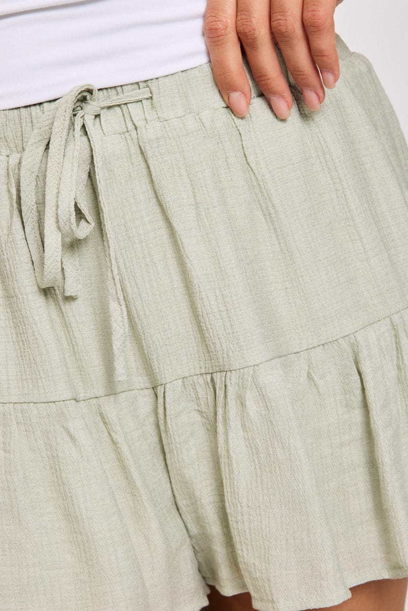 Green Shorts Frill Hem Skort for Ally Fashion