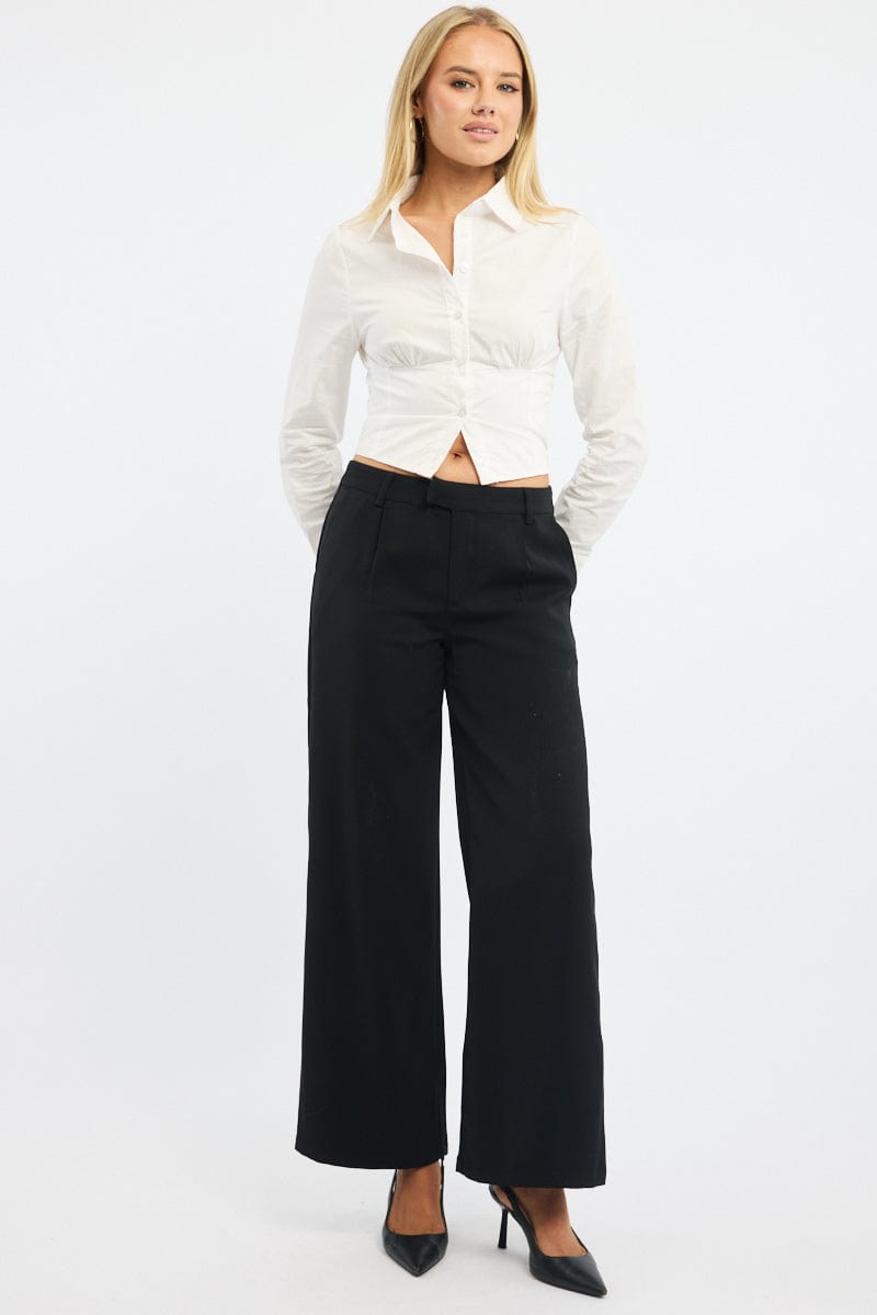 Black Wide Leg Pants Mid Rise for Ally Fashion