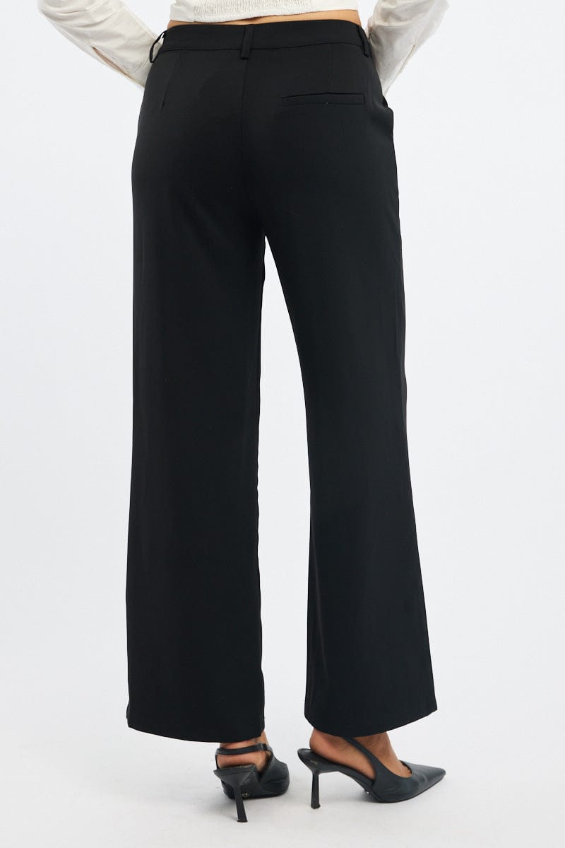 Black Wide Leg Pants Mid Rise for Ally Fashion