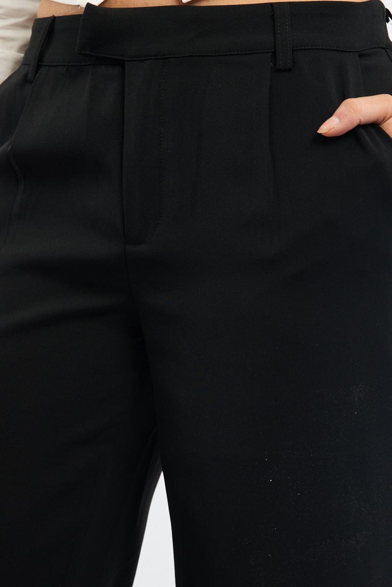 Black Wide Leg Pants Mid Rise for Ally Fashion