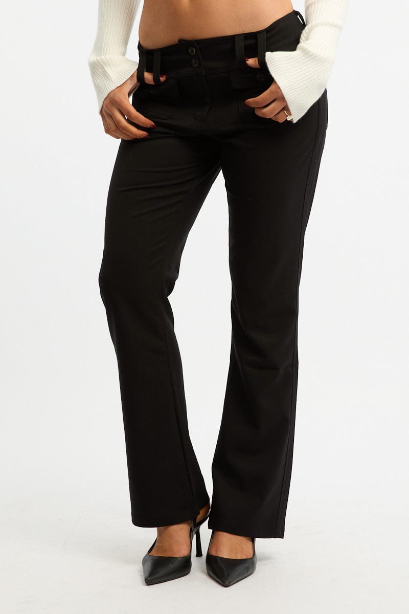 Black Low Rise Tailored Pants for Ally Fashion