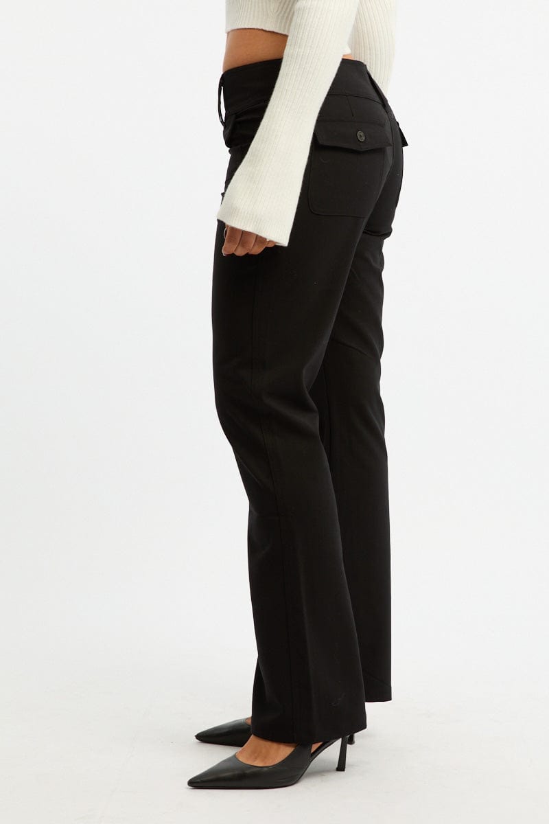 Black Low Rise Tailored Pants for Ally Fashion