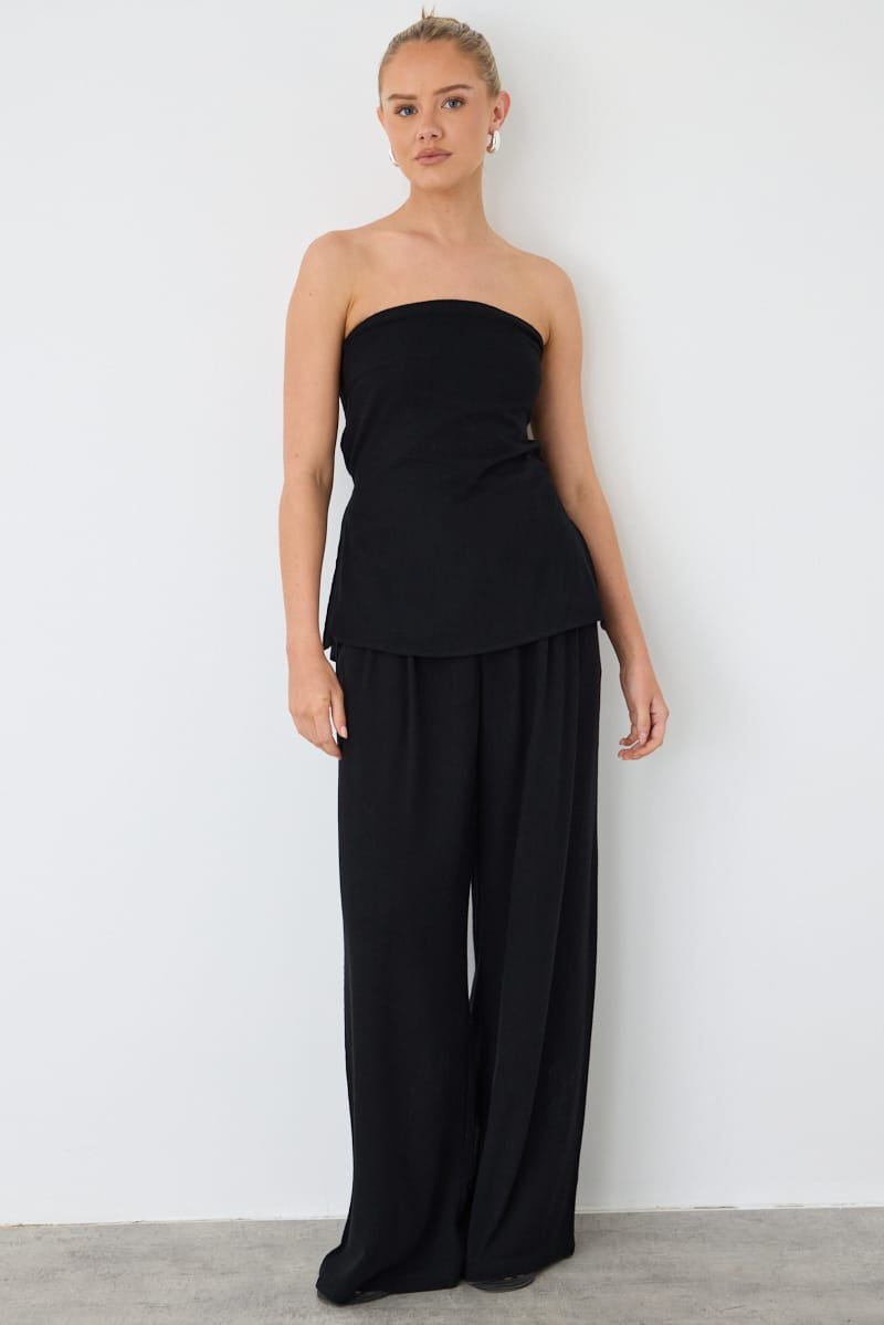 Black Wide Leg Pants Mid Rise for Ally Fashion