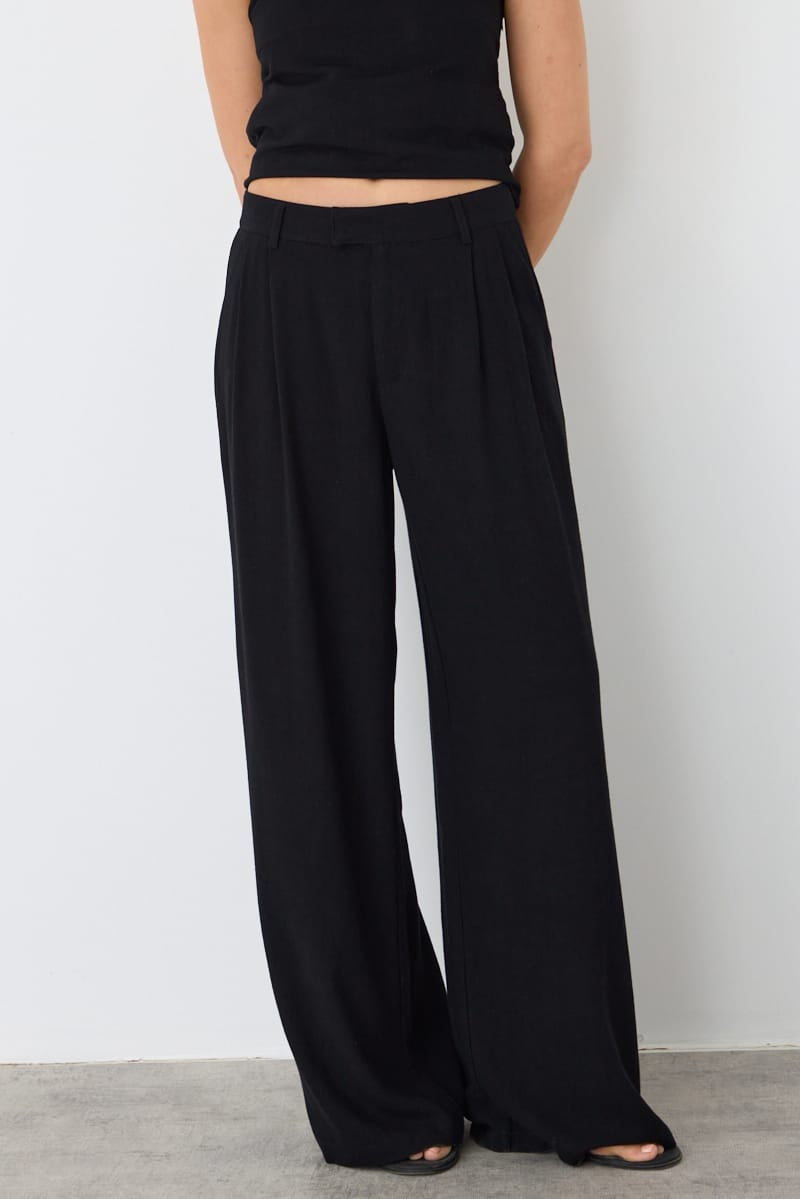 Black Wide Leg Pants Mid Rise for Ally Fashion