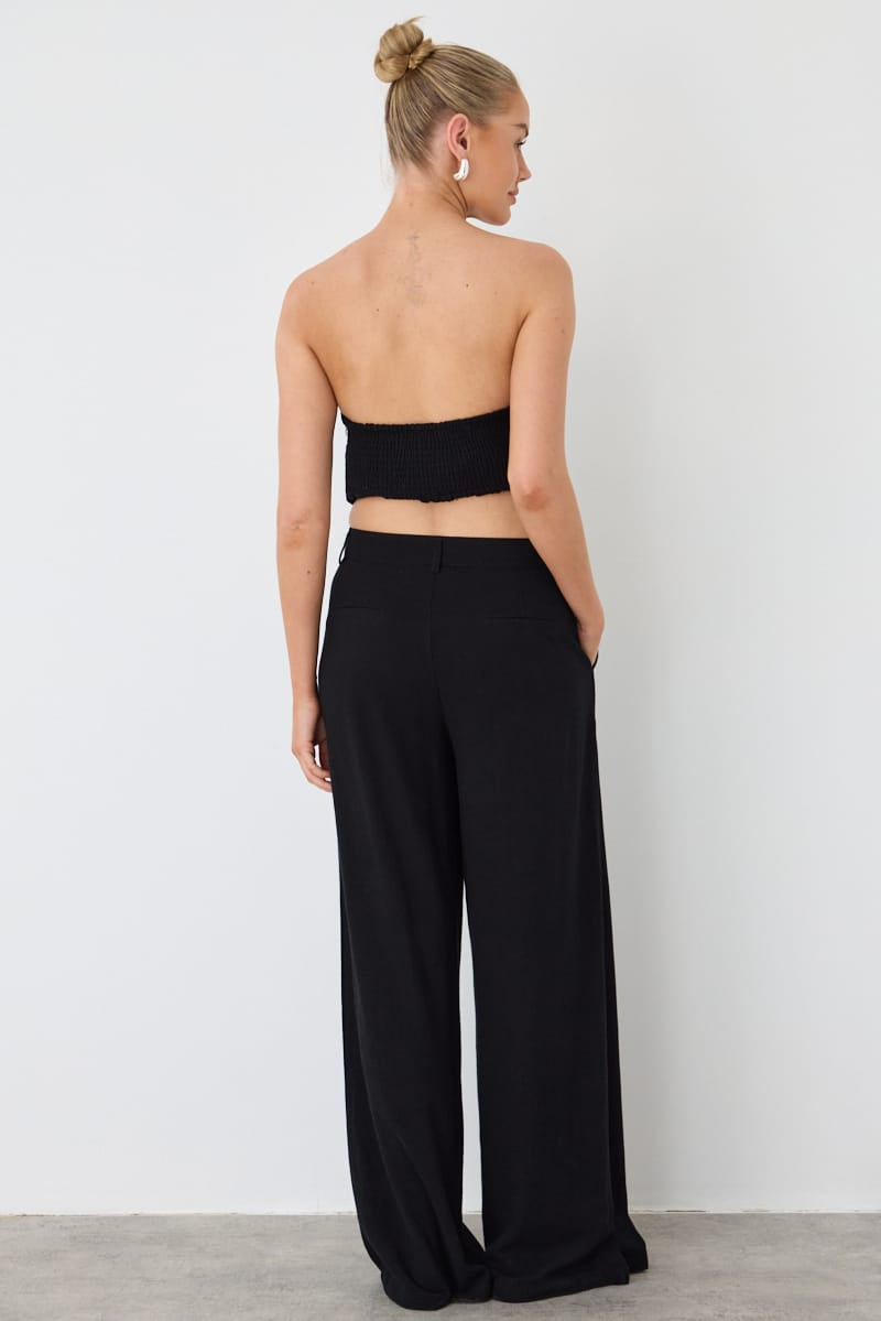 Black Wide Leg Pants Mid Rise for Ally Fashion