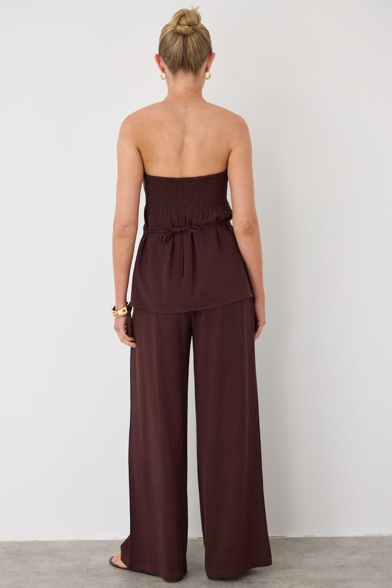 Brown Wide Leg Pants Mid Rise for Ally Fashion