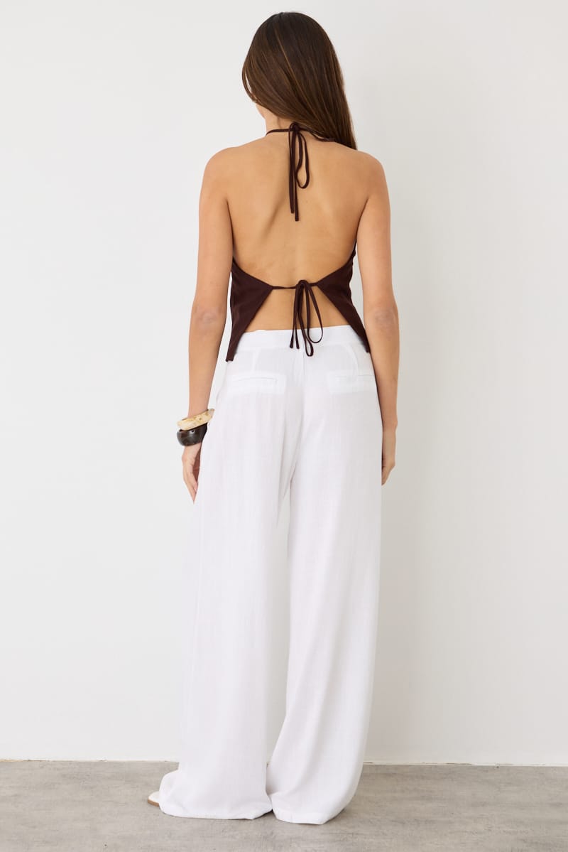 White Wide Leg Pants Mid Rise for Ally Fashion