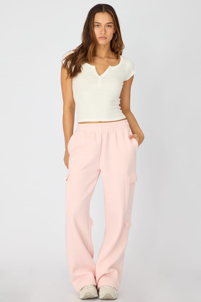 Pink Track Long Cargo Sweat for Ally Fashion