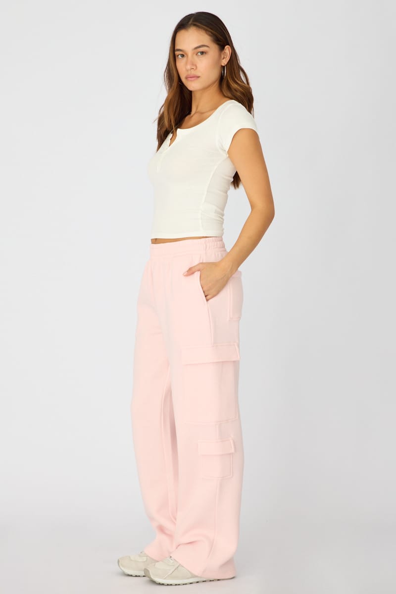 Pink Track Long Cargo Sweat for Ally Fashion