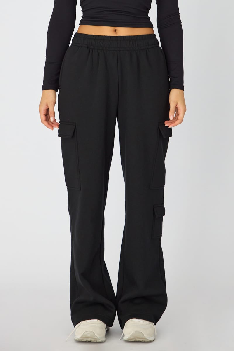 Black Track Long Cargo Sweat for Ally Fashion