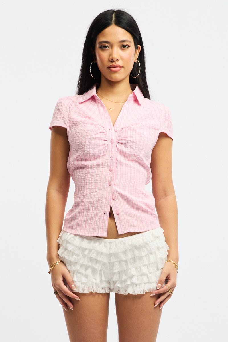 White Bloomer Shorts Mid Rise for Ally Fashion