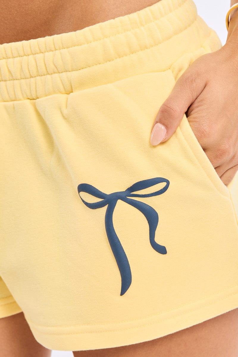Yellow Track Shorts Elasticated Waist for Ally Fashion