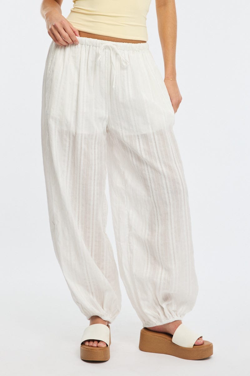 White Baggy Sarouel Pants for Ally Fashion
