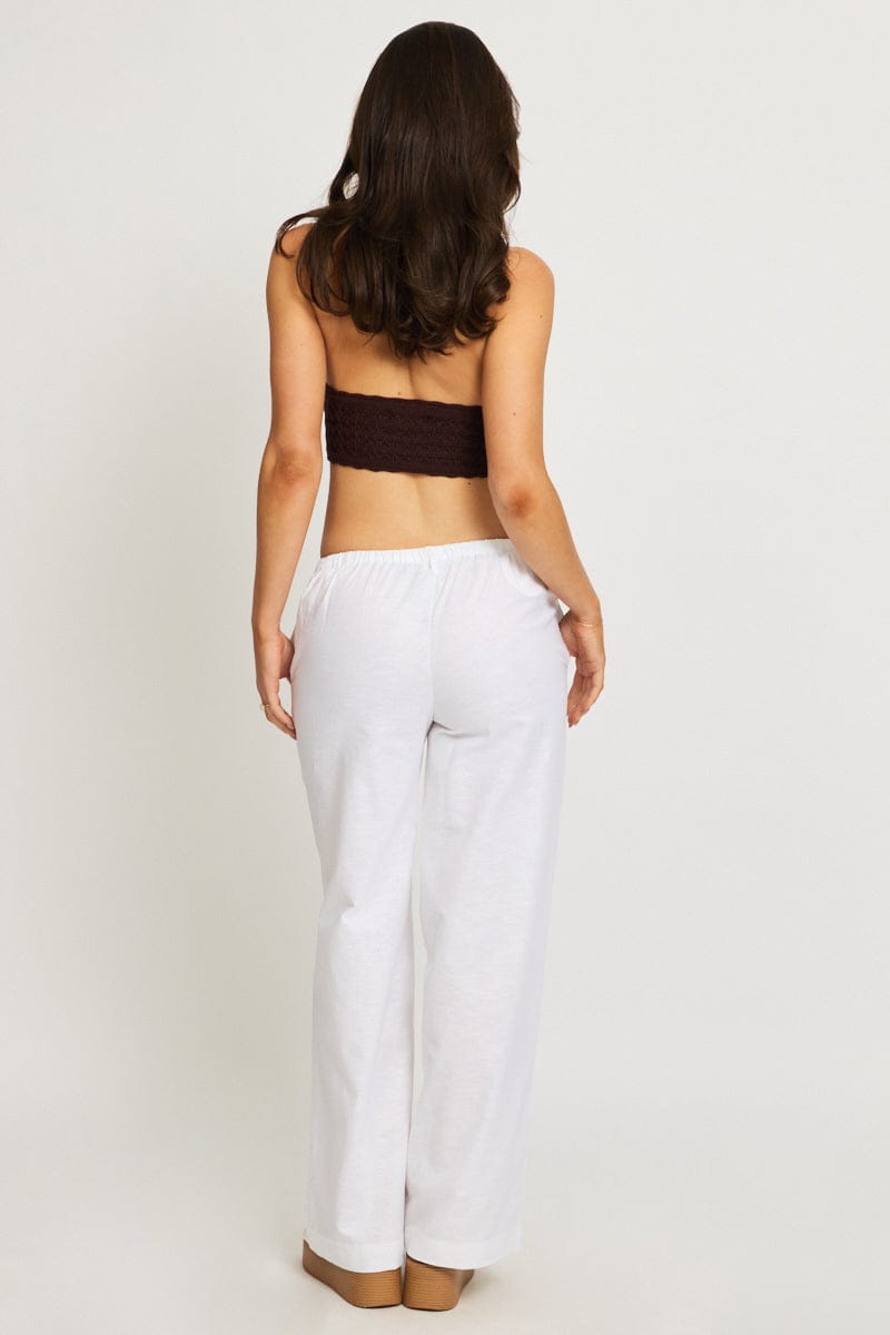White Wide Leg Pants Waist Tie for Ally Fashion