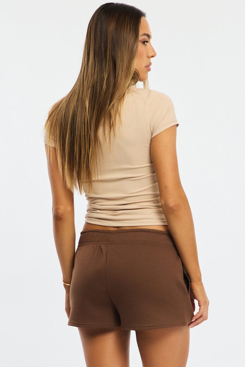 Brown Track Short Elasticated Waist for Ally Fashion