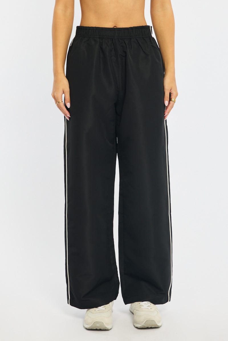 Black Track Pants Wide Leg for Ally Fashion