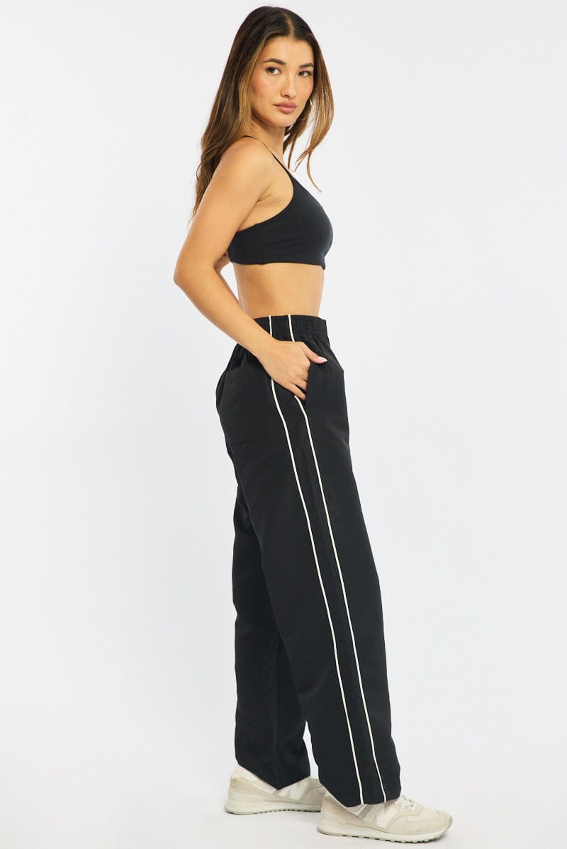 Black Track Pants Wide Leg for Ally Fashion