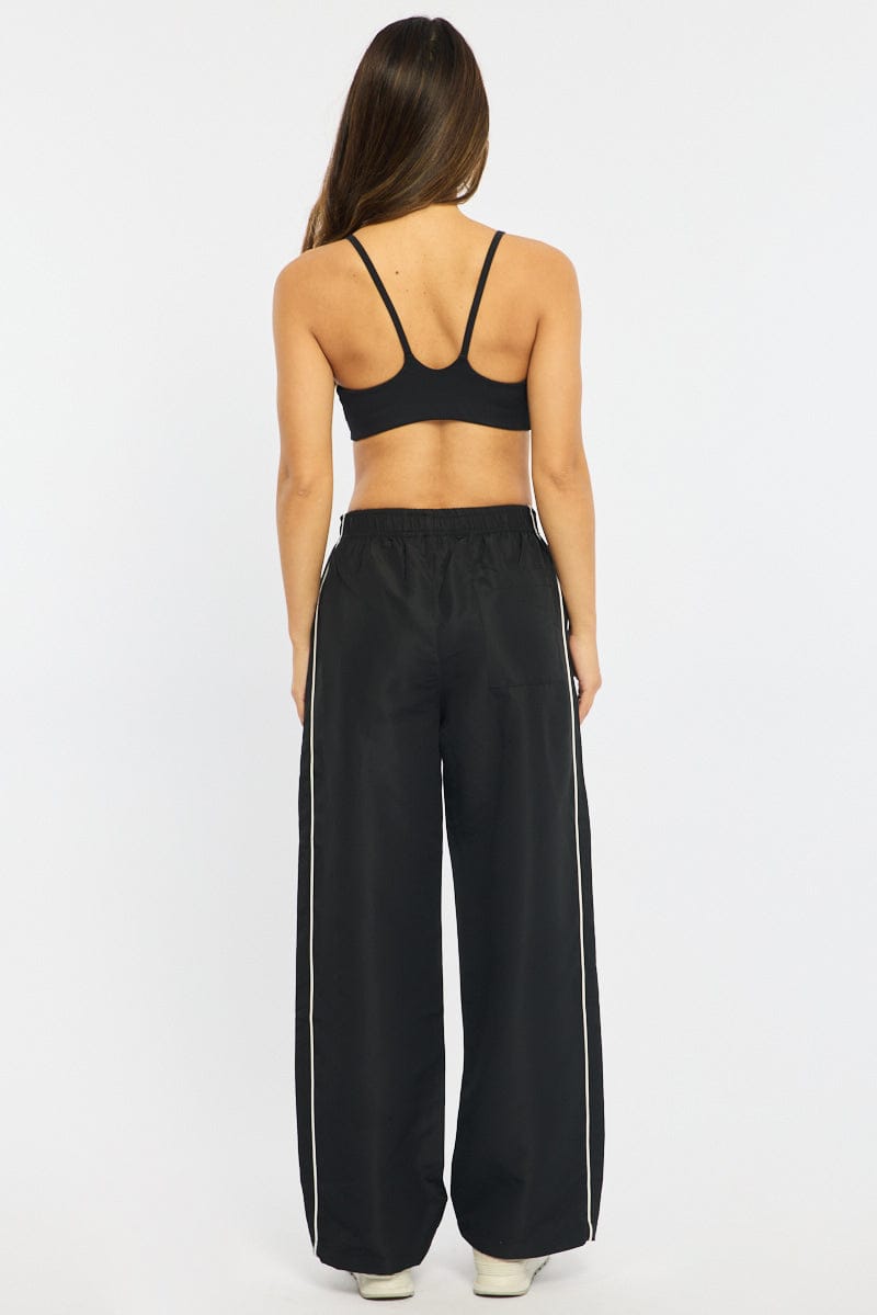 Black Track Pants Wide Leg for Ally Fashion