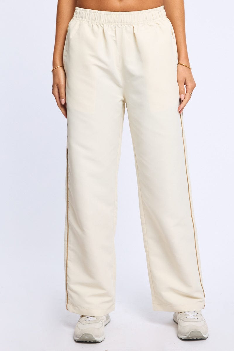 White Track Pants Wide Leg for Ally Fashion