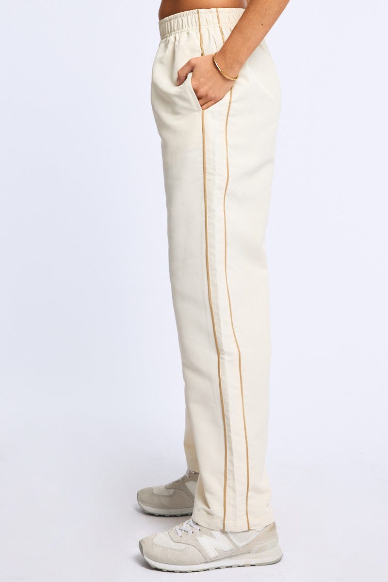 White Track Pants Wide Leg for Ally Fashion