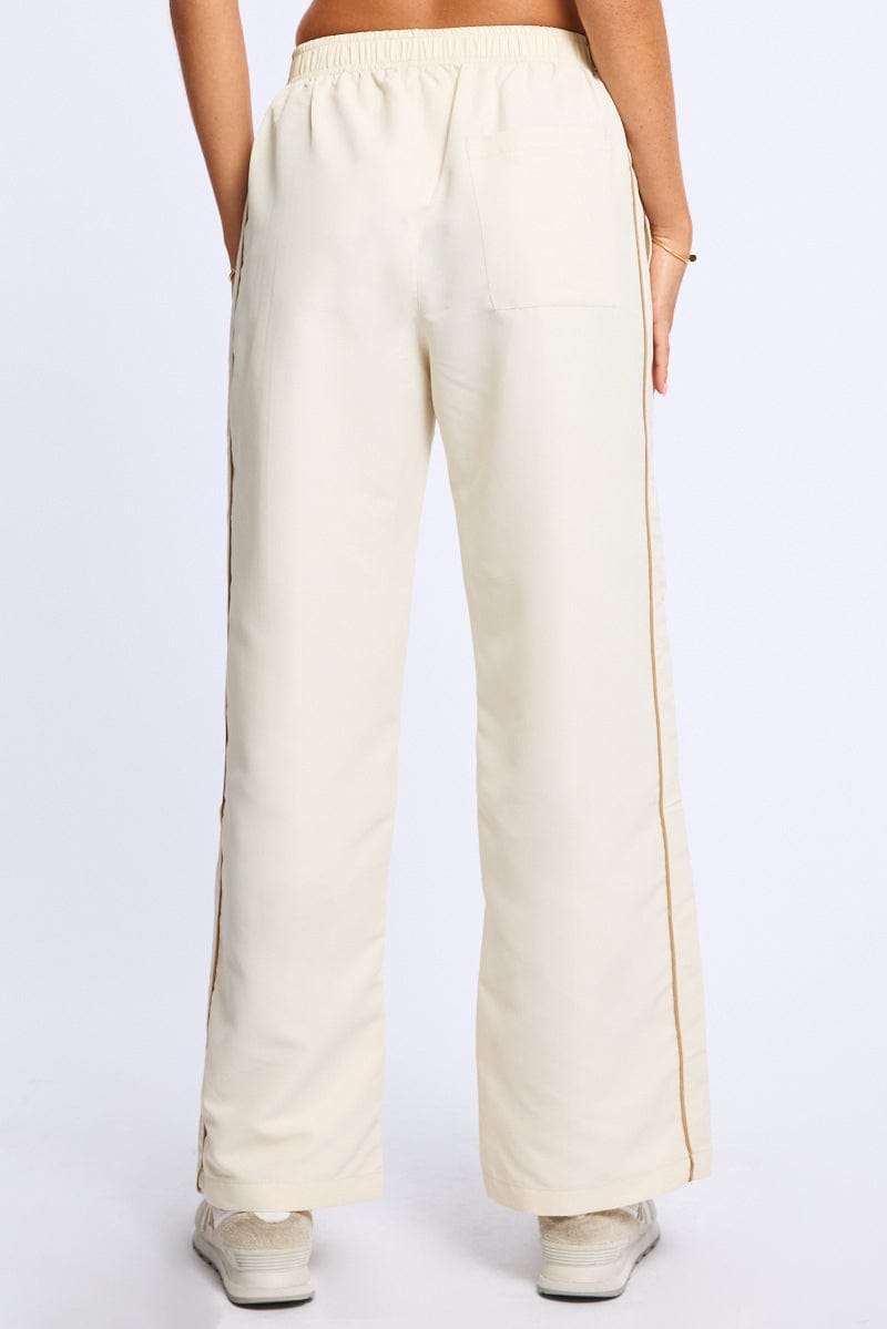 White Track Pants Wide Leg for Ally Fashion