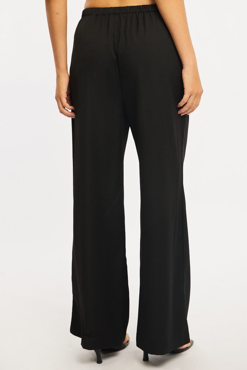Black Wide Leg Pants Elasticated Waist for Ally Fashion