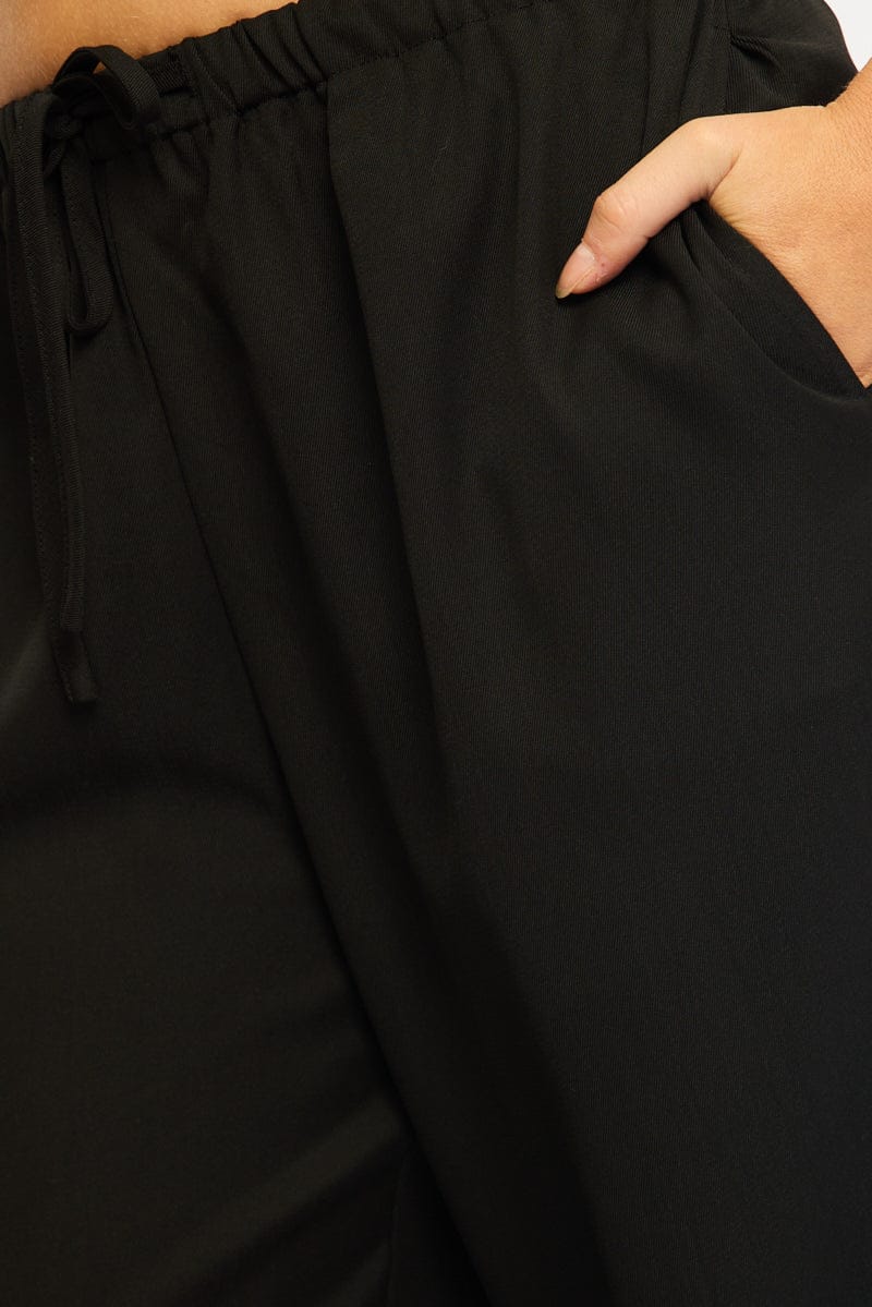 Black Wide Leg Pants Elasticated Waist for Ally Fashion