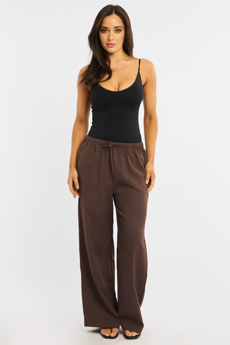 Red Wide Leg Pants Elasticated Waist for Ally Fashion