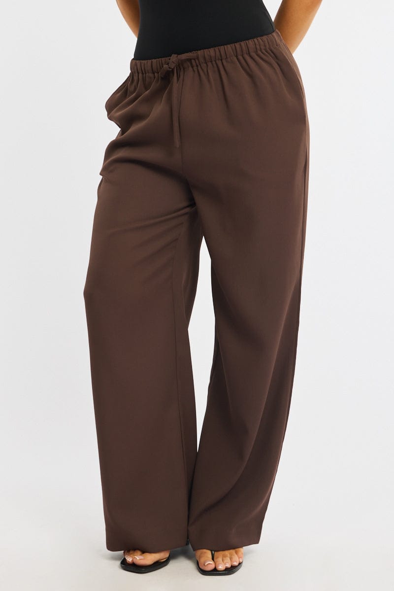 Red Wide Leg Pants Elasticated Waist for Ally Fashion
