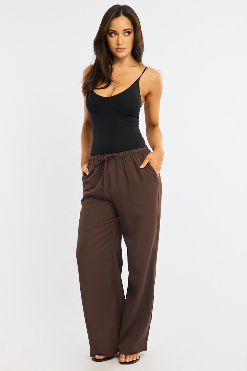 Red Wide Leg Pants Elasticated Waist for Ally Fashion