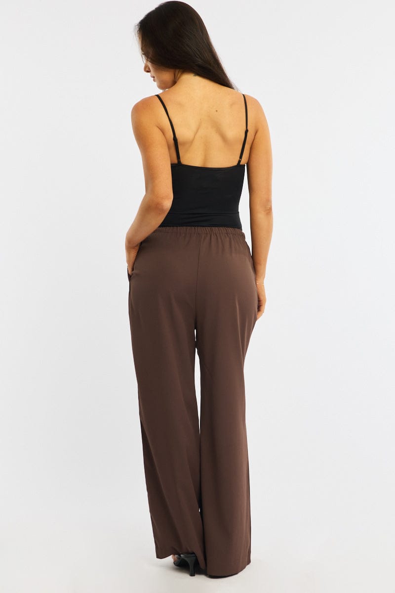Red Wide Leg Pants Elasticated Waist for Ally Fashion